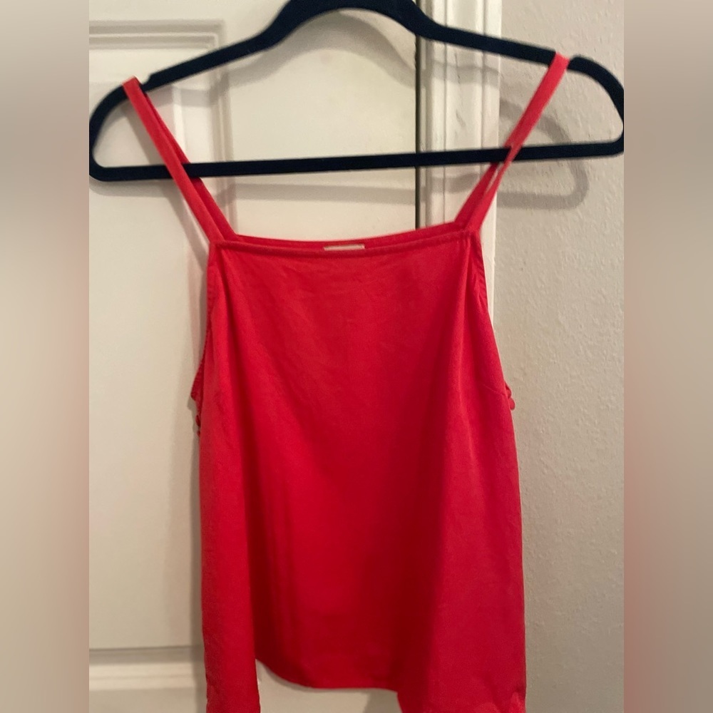 Cremieux Button Detail‎ Red Tank Top